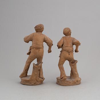 GIUSEPPE VACCARO CALTAGIRONE, skulpturer, 2 st, terracotta, signerade.