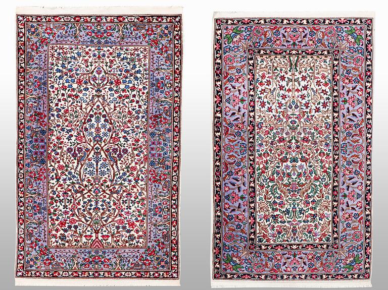 Mattor, ett par, Kirman Lavar, ca 107 x 62 cm & ca 107 x 62 cm.