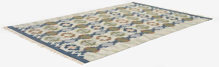 Judith Johansson, a carpet, 'Enebacken', flat weave, c. 307 x 196 cm, signed JJ.