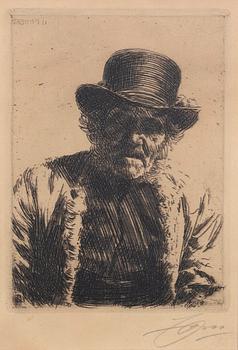 Anders Zorn, a signed etching form 1911.