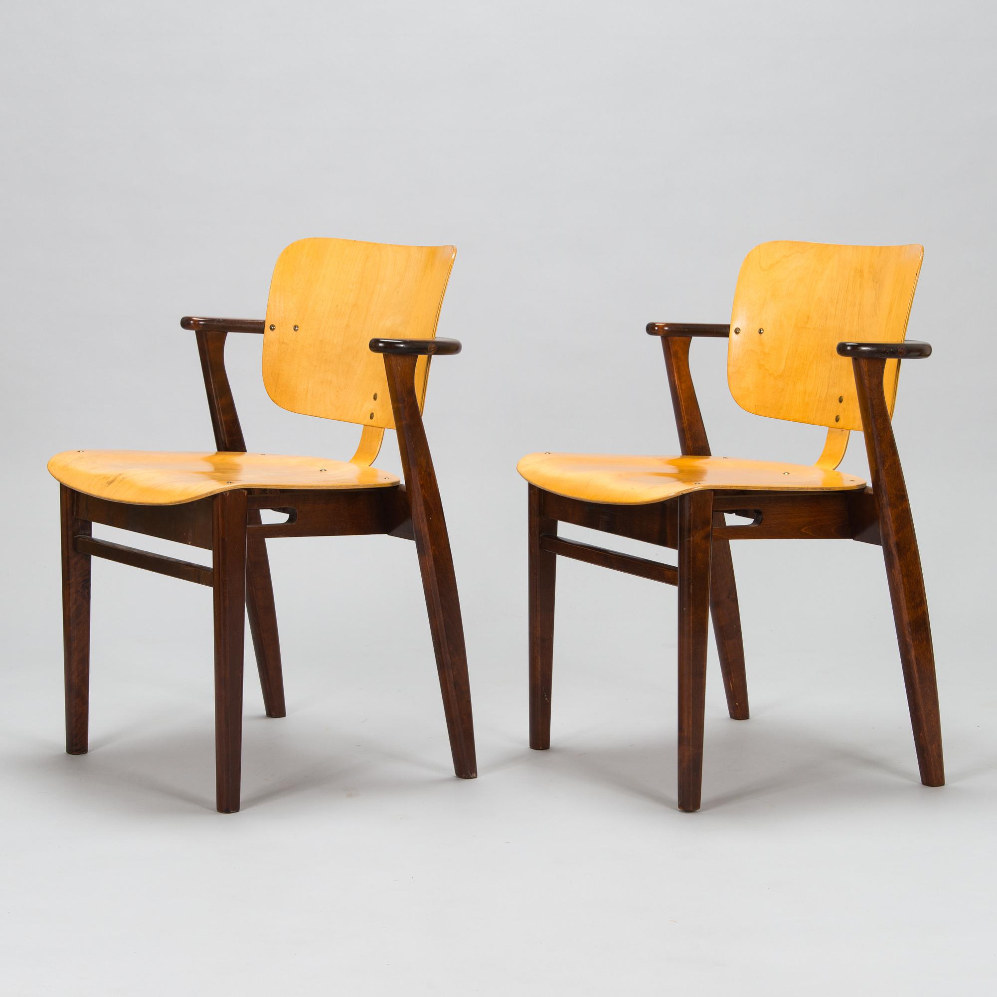 Ilmari Tapiovaara, karmstolar 6 st, "Domus", Keravan Puuteollisuus, 1940-talets slut.