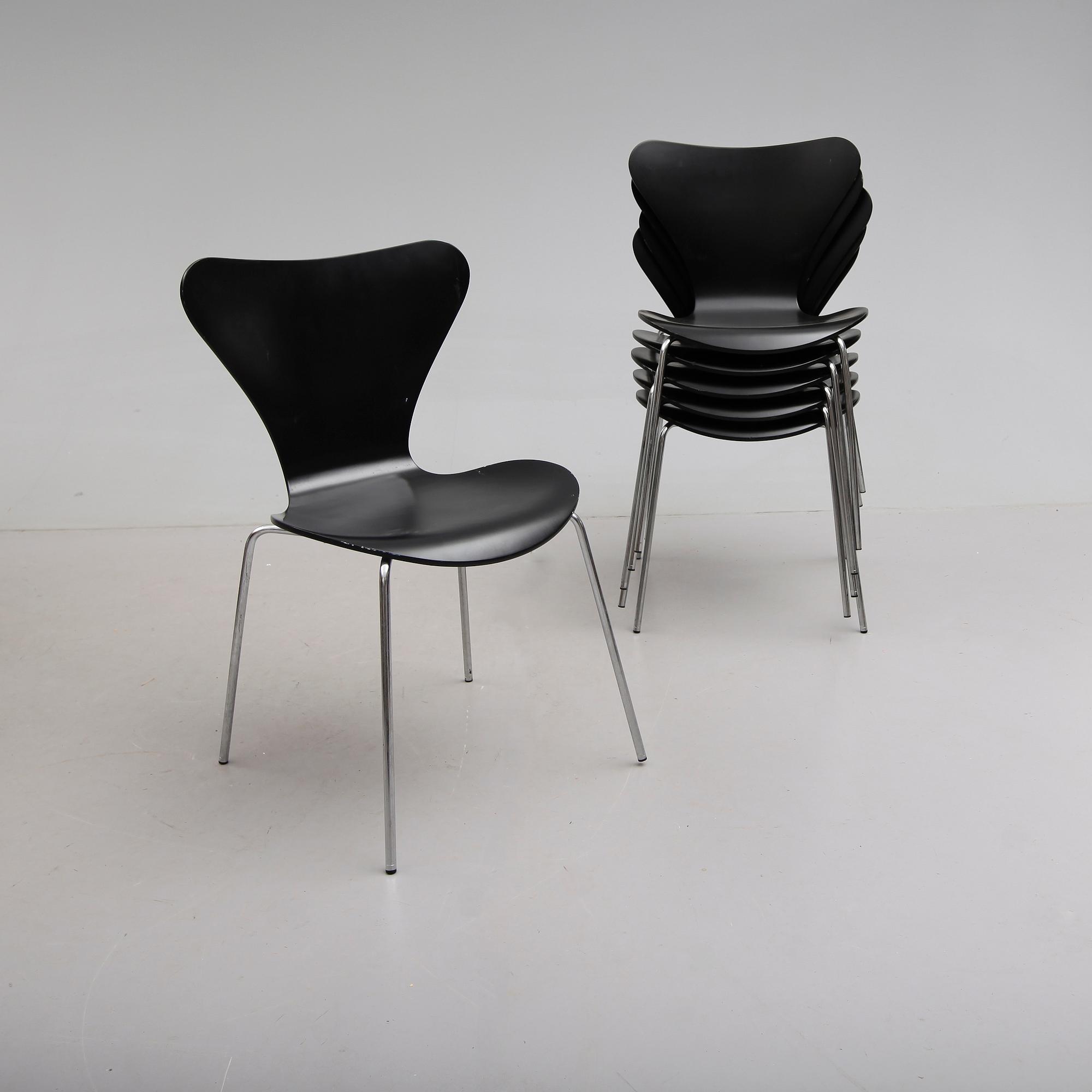 STOLAR, 6 st, "Sjuan",  Arne Jacobsen, Fritz Hansen.