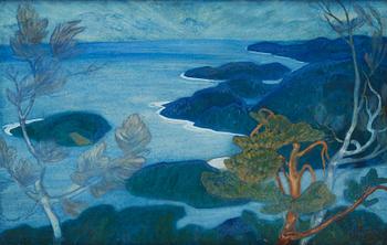 737. Helmer Osslund, View from Ringkallen, scene from The High Coast in the north of Sweden.