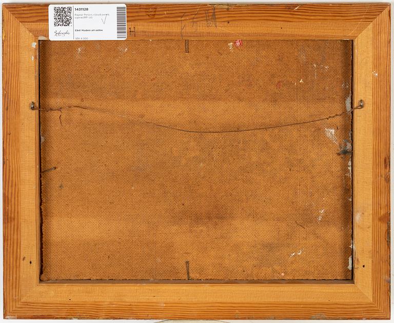 Ragnar Person, olja på pannå, sigerad RP.