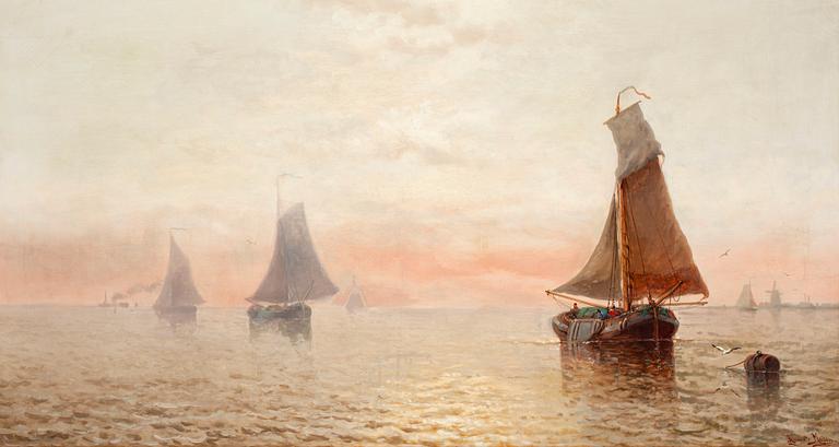Auguste Musin, "Brumes matinales. Calme sur le Zuydevlée, en Hollande".