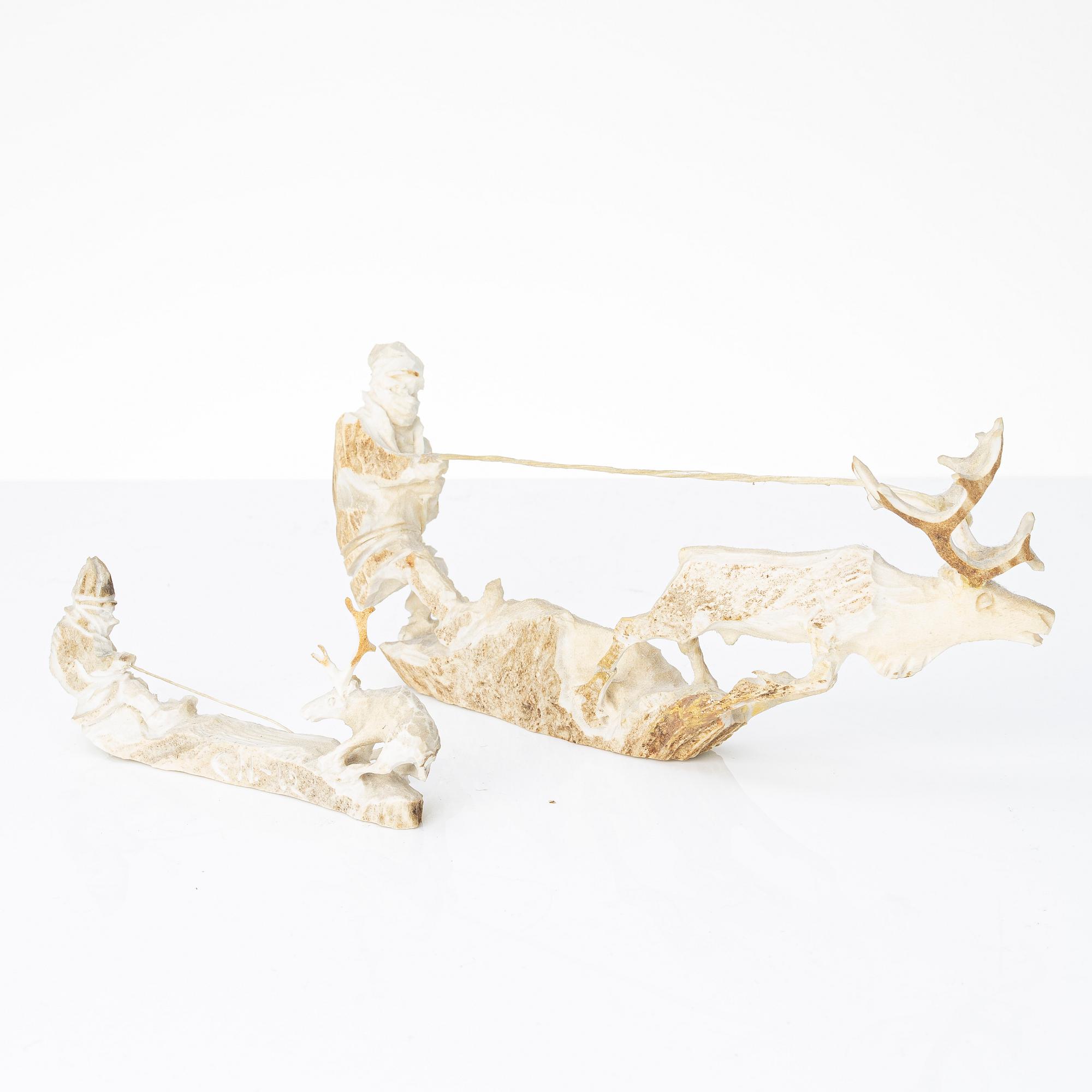Erik Norberg, sculptures, 2 pcs. Reindeer separation.