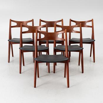 Hans J. Wegner, Six CH29 chairs, L. Chr. Larsen & Søn, Denmark, 1950s/60s.