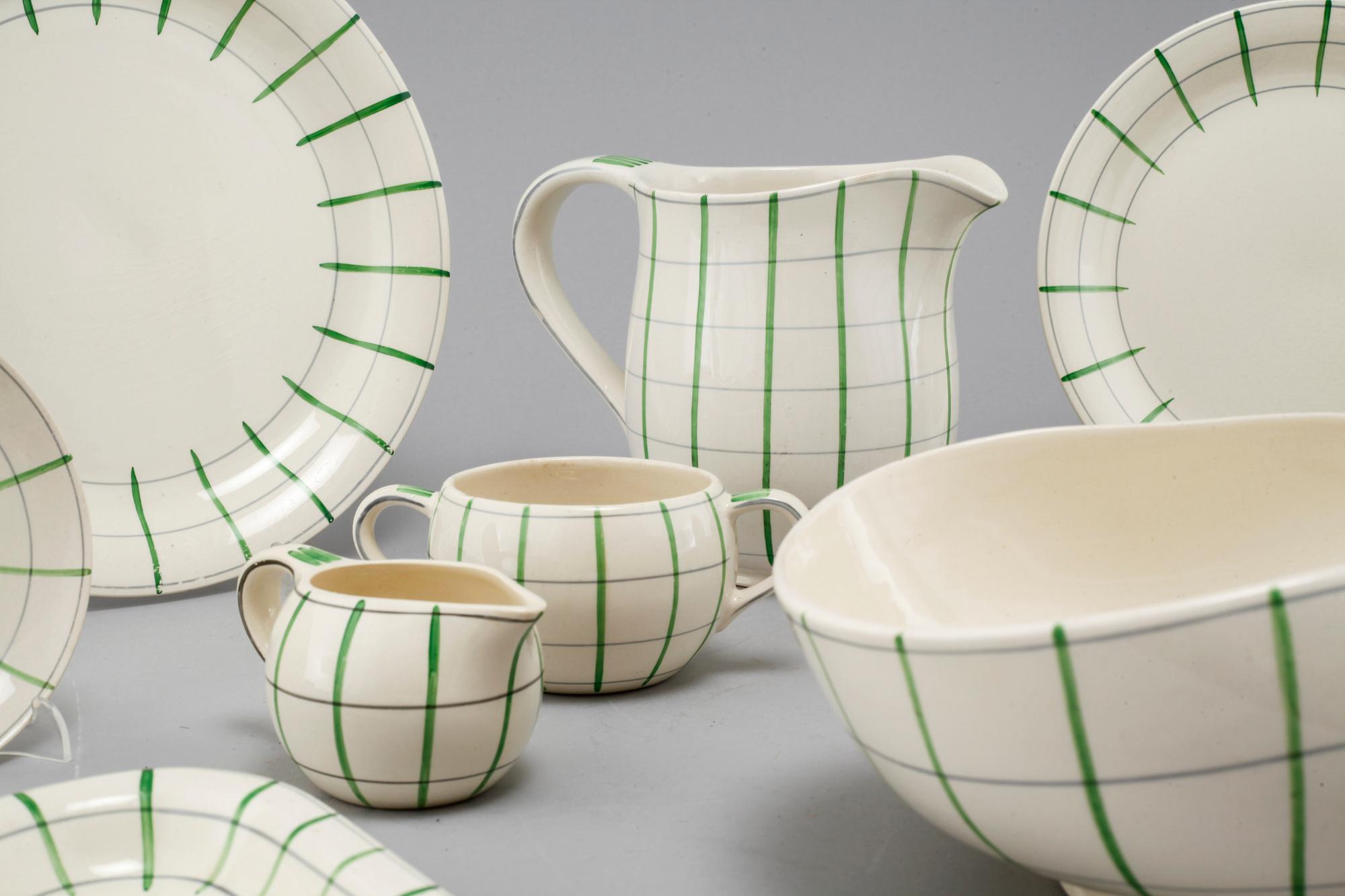 An earthenware tableware set of 62 pcs, 'Spaljé', designed by Wilhelm Kåge for Gustavsberg, around mid 20th century.