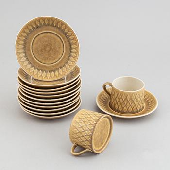 Jens Quistgaard, a part 'Relief' coffee and tea stoneware service, 40 pieces, Kronjyden Nissen/Bing & Gröndahl, Denmark.