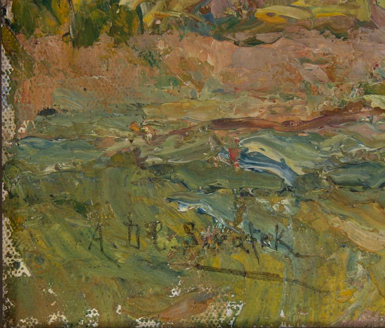 OKÄND KONSTNÄR, olja på duk, otydligt signerad A. De. Sirafek?, omkring  sekelskiftet 1900.