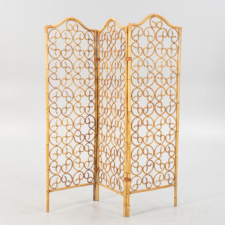 A second half of the 20th century rattan folding screen.