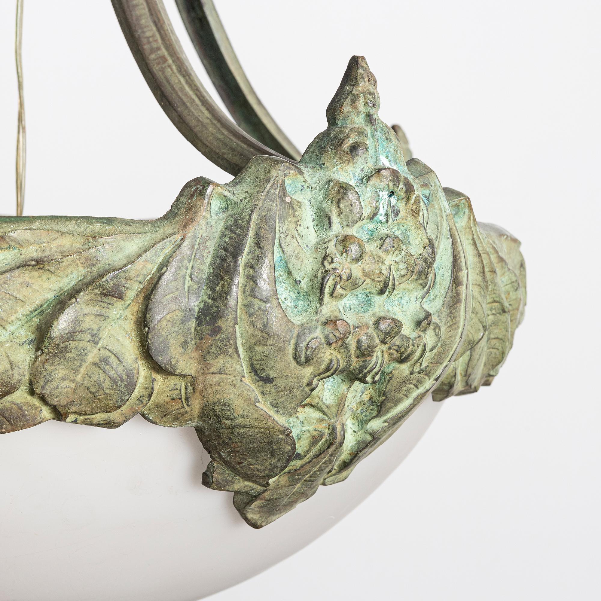 Arvid Böhlmarks Lampfabrik, taklampa, jugend, variant av modell "5365", Stockholm, 1910-tal.