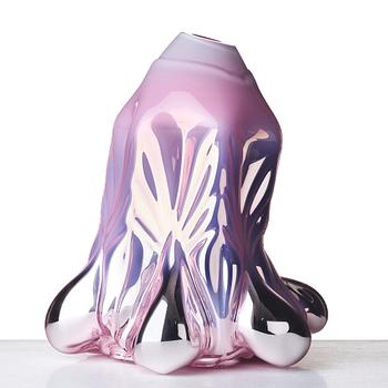 Hanna Hansdotter, a "Dripping print" glass sculpture, The Glass Factory, Boda Glasbruk, Sweden 2018.