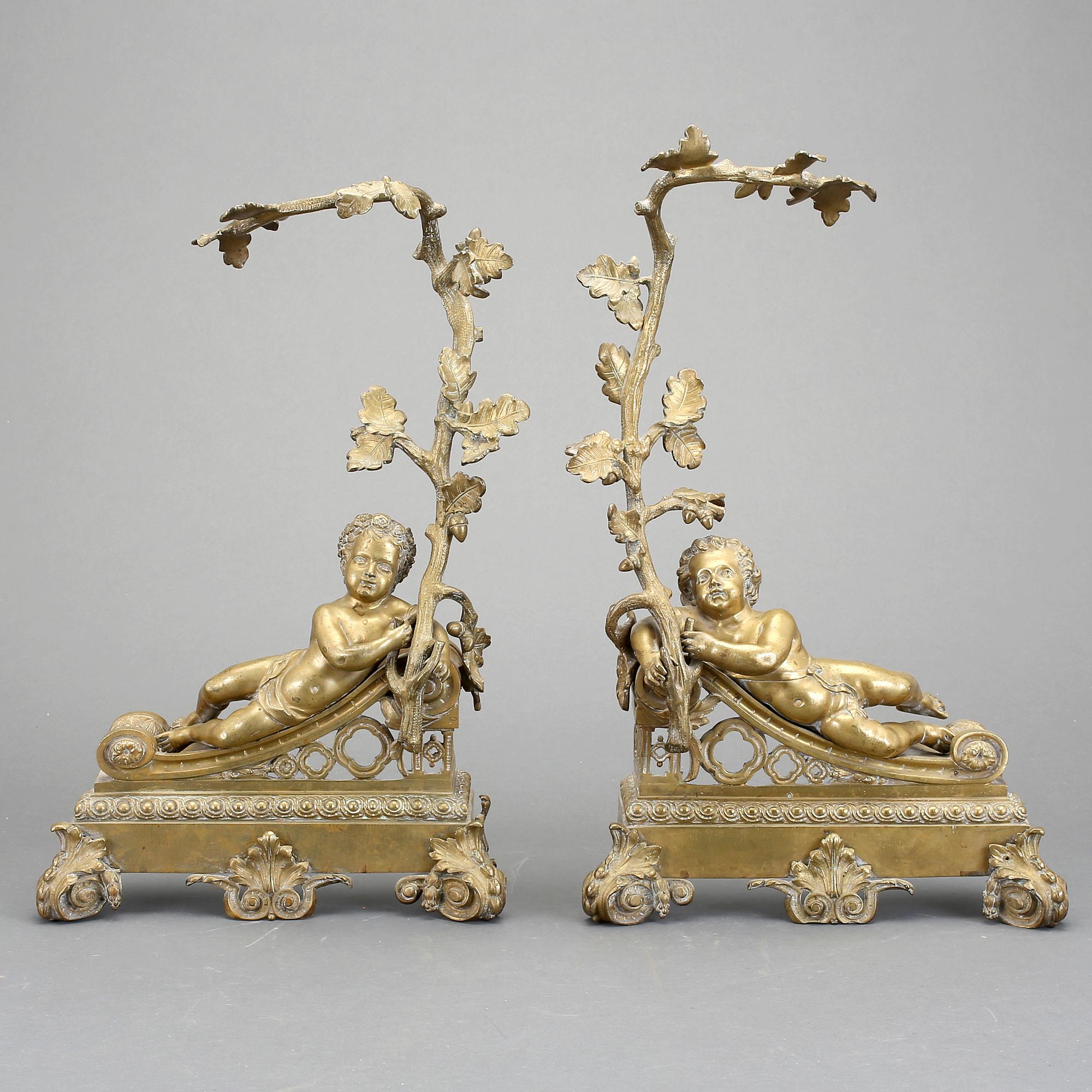 ELDHUNDAR, ett par, brons, 1800-talets slut.