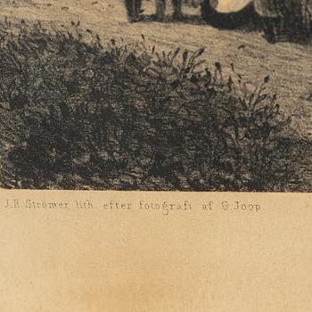 LITOGRAFISKT TRYCK, efter fotografi af G Joop, " Stockholm från Mosebacke ".