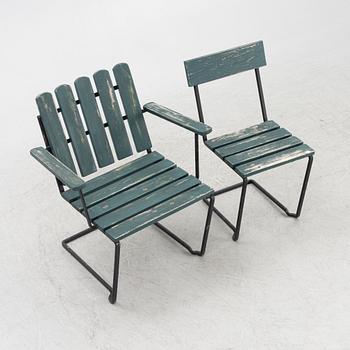 A garden table with five chairs, Grythyttan, Sweden, second half of the 20th century.
