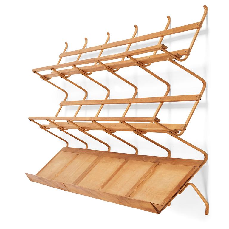 Bruno Mathsson, a birch and ash shelf, Firma Karl Mathsson, Värnamo, 1950s.