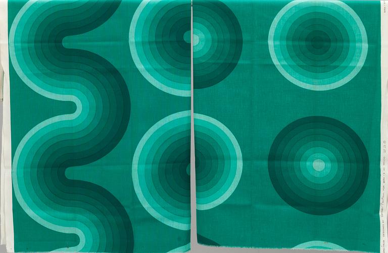 GARDINER, 3 st samt PROVBITAR, 5 st, bomullskretong, Verner Panton för Mira-X. 1970-tal.