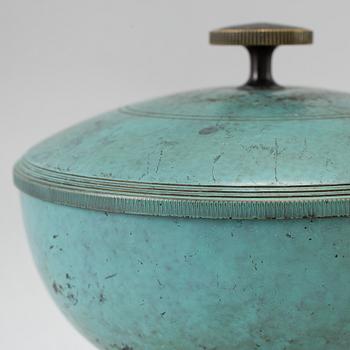 NILS FOUGSTEDT, An early 20th century patinated bronze bowl with cover by Nils Fougstedt.