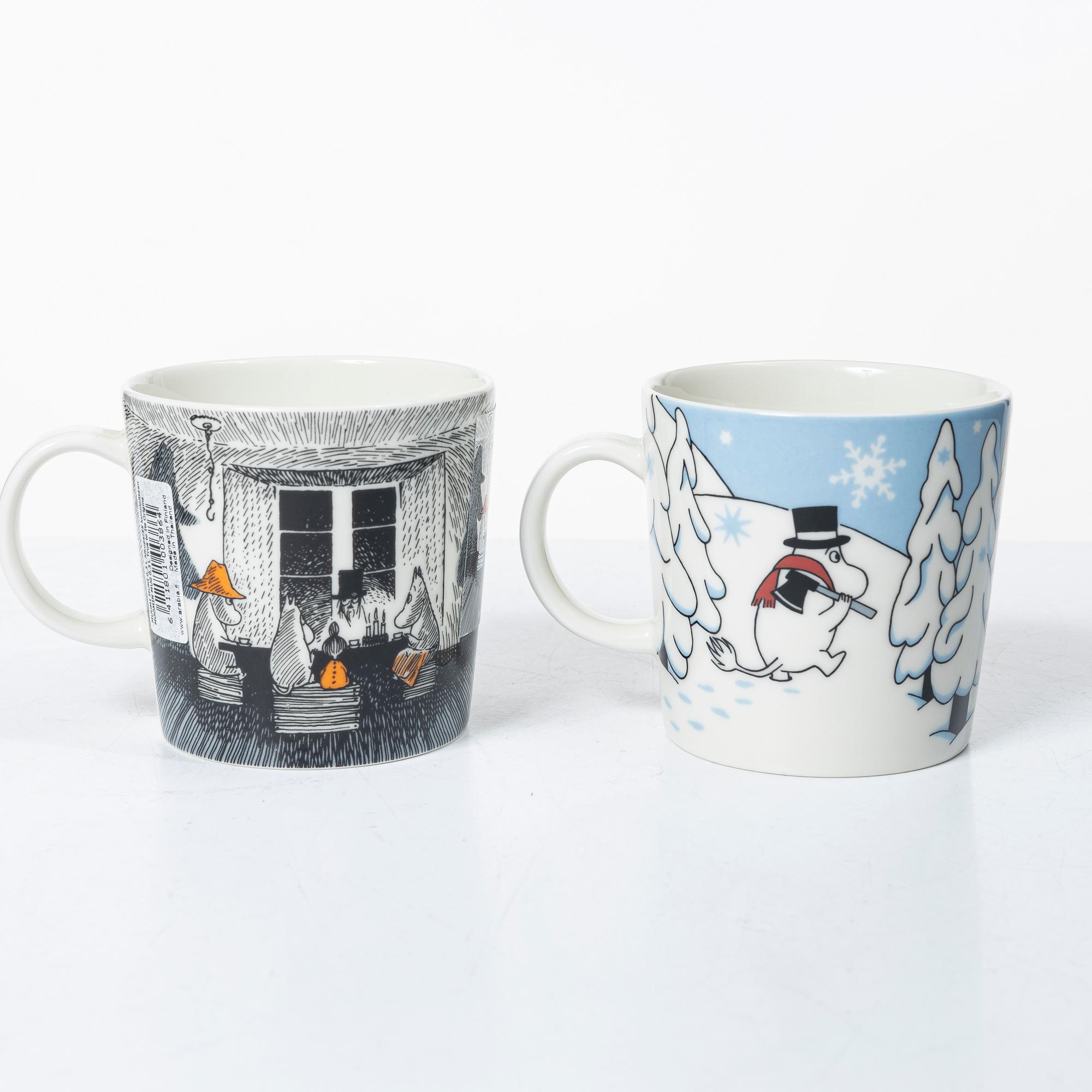 Arabia, 29 Moomin mugs, Finland.
