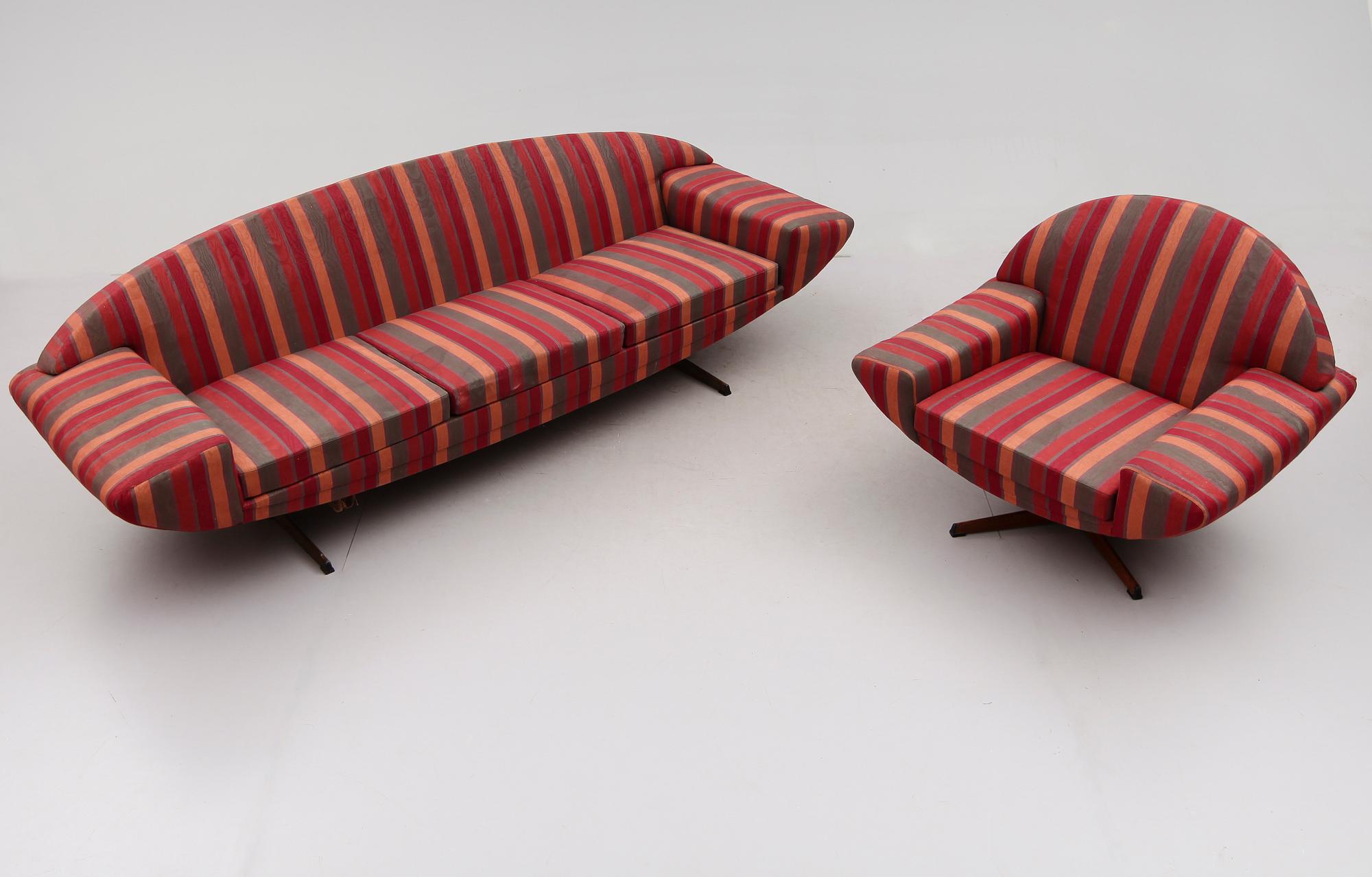 SOFFA och FÅTÖLJ, "Capri", Johannes Andersen, Trensum Möbelfabrik.