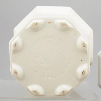 A set of four white glazed "Waldemarsudde" flower pots, Gustavsberg, Sweden, 20th Century.