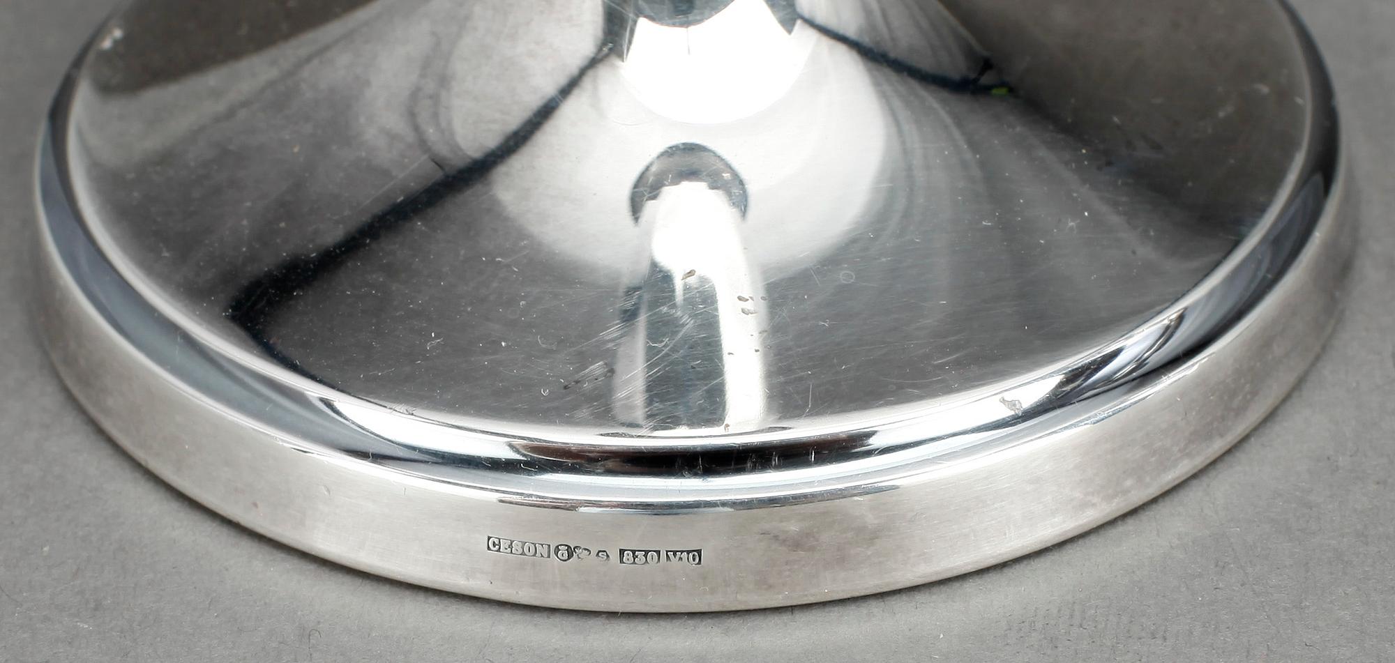 LJUSSTAKAR, ett par, silver, Ceson, Göteborg, 1995.