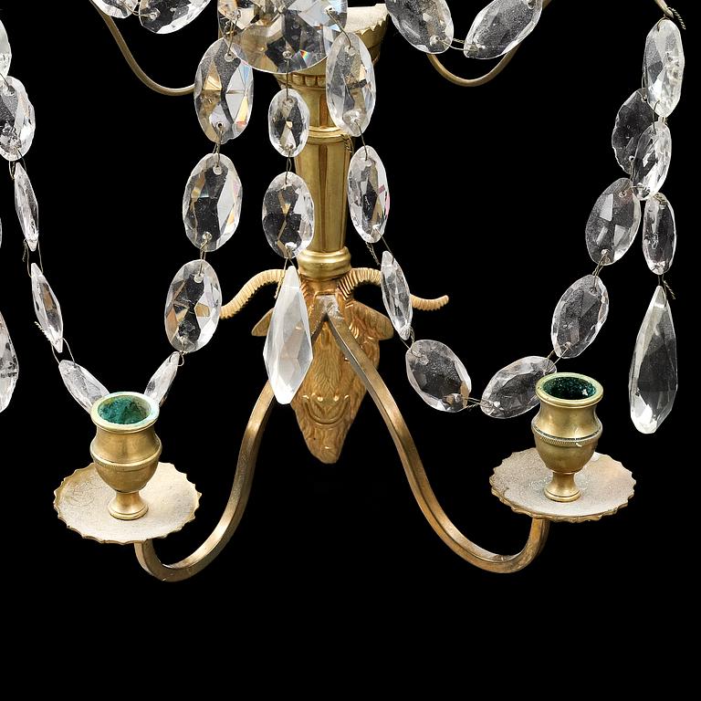 Vägglystrar, för två ljus, ett par, gustaviansk stil, 1900-tal.