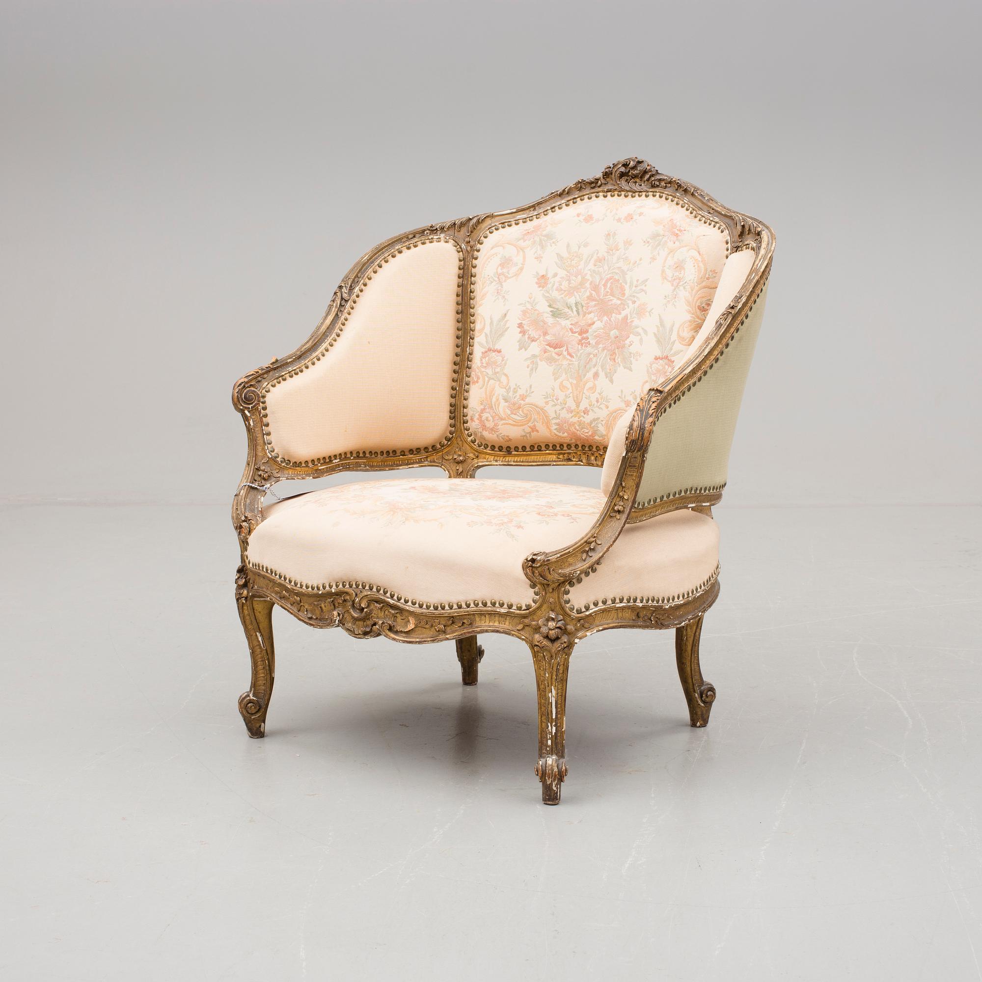 FÅTÖLJ, Louis XVI-stil, sent 1800-tal.
