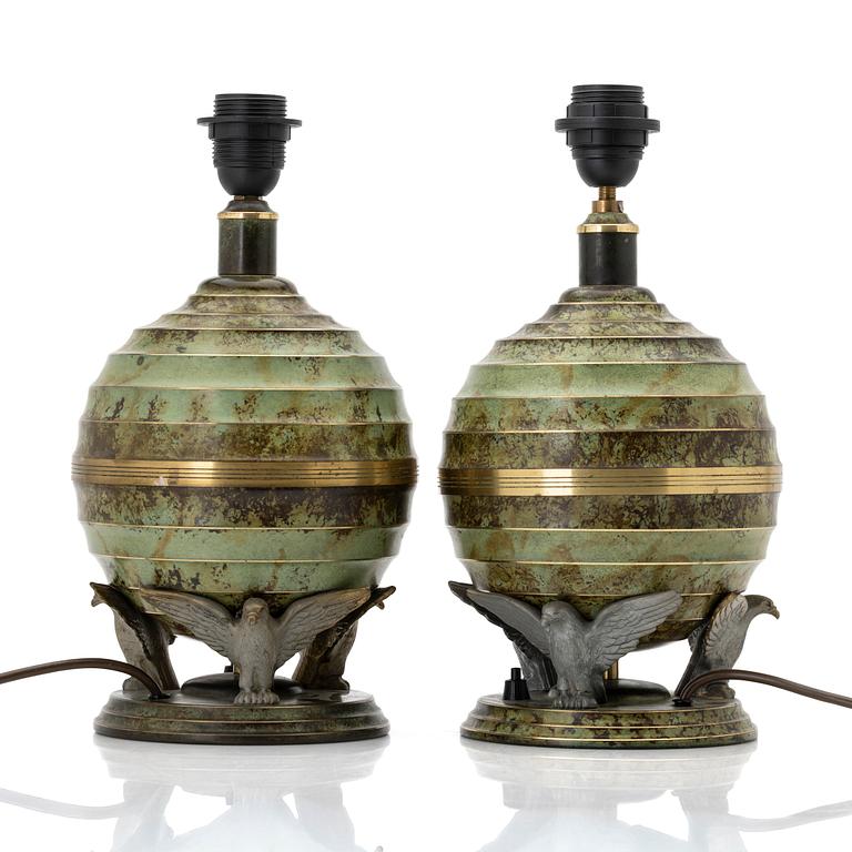 A pair of table lamps, Svenska Metallverken, 1930s/40s.