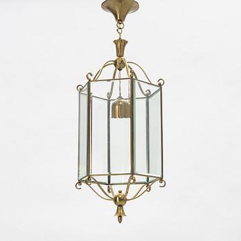 Brass and glass table lamp, 1900's.