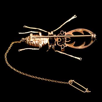 BROSCH, 14 k guld, Ryssland, tidigt 1900-tal. Total vikt ca 14 gram.