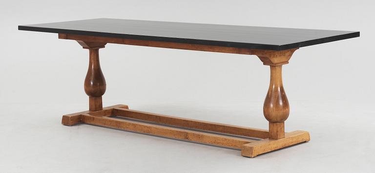 A Carl Malmsten stained birch library table, probably model 'Haga', Sweden 1920's.