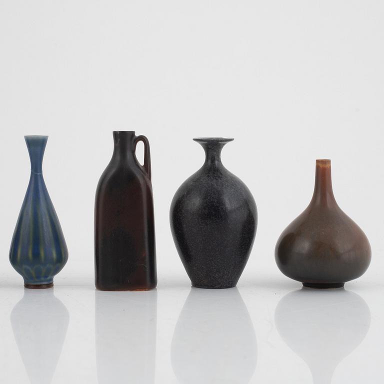 A set of nine stoneware miniatures, including Gunnar Nylund, Rörstrand.