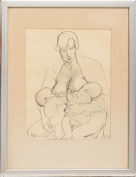 Tora Vega Holmström, teckning signerad och daterad 1923.