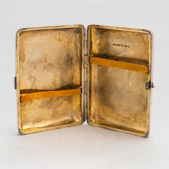 A silver cigarette case, maker's mark of Johan Olof Molnberg, Tornio Finland 1898.