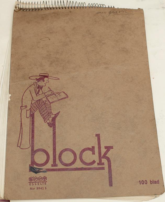 MAX GOLDSTEIN, dräktskisser, ca 100 st, delvis sign o dat.