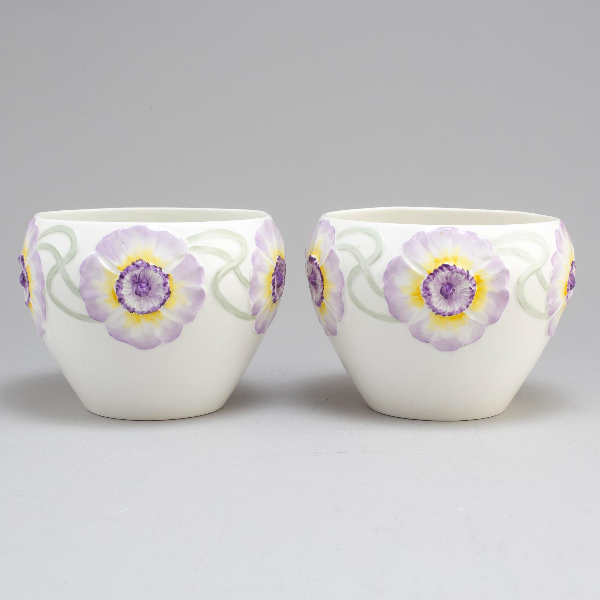 a pair of early 20th century porcelain flower pots by Rörstrand.