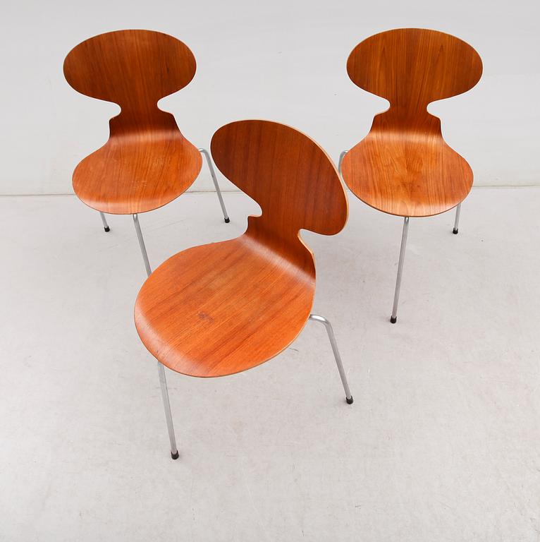 STOLAR, 3 st, "Myran", Arne Jacobsen, Fritz Hansen, 1900-talets mitt.