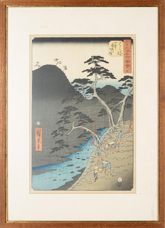 Ando Utagawa Hiroshige, två träsnitt, troligen 1800-tal.