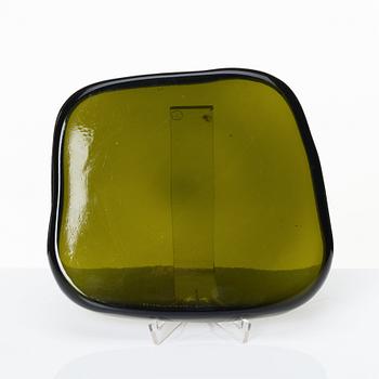 Alvar Aalto, a 'model 9769' green glass dish, Iittala, Finland 1956.