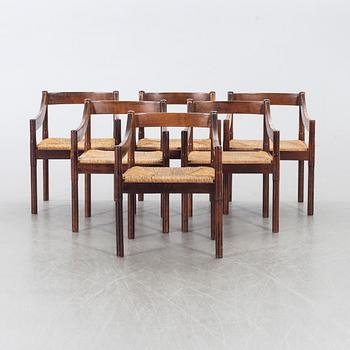 VICO MAGISTRETTI,  6 chairs, "Carimate", Italy.