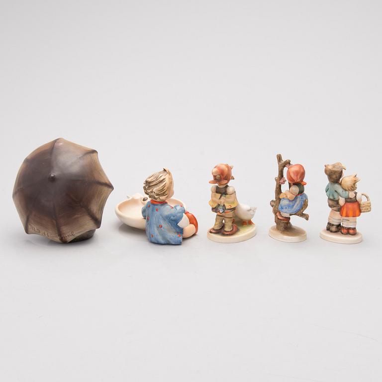 Five porcelain figurines from M.I. Hummel, Goebel, Germany 1950s-1970s.