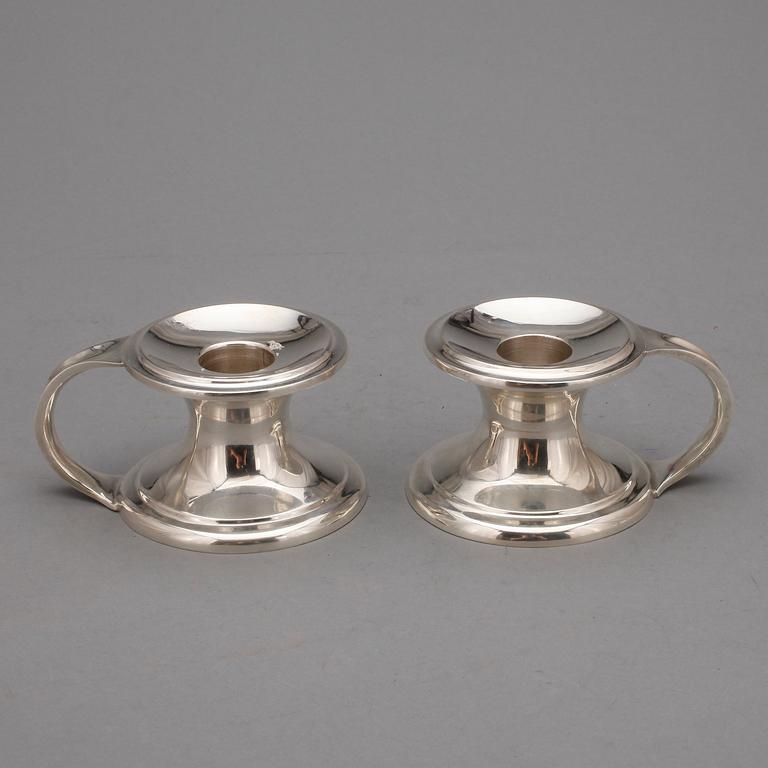 NATTLJUSSTAKAR, silver, okänd mästare, 1900-tal. Totalvikt ca 447 g.