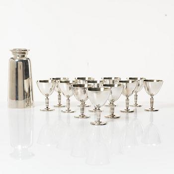Cocktailset, 13 delar, nysilver, C.G. Hallberg, 1900-tal.