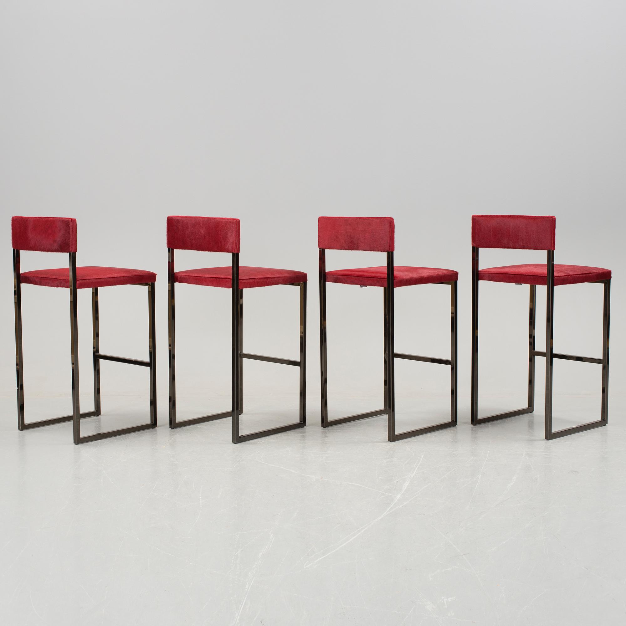 Four Minotti bar stools, Italy.