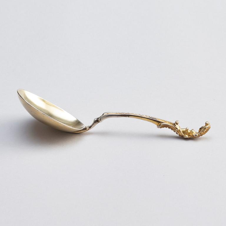 A parcel-gilt Baroque silver spoon, 18th century.