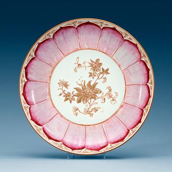1733. A famille rose lotus dish, Qing dynasty Qianlong (1736-95).