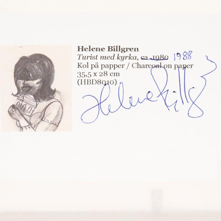 Helene Billgren, charcoal on paper, 1988, signed on label verso.