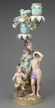 KANDELABRAR, två stycken, porslin, Meissen, sannolikt sent 1800-tal.